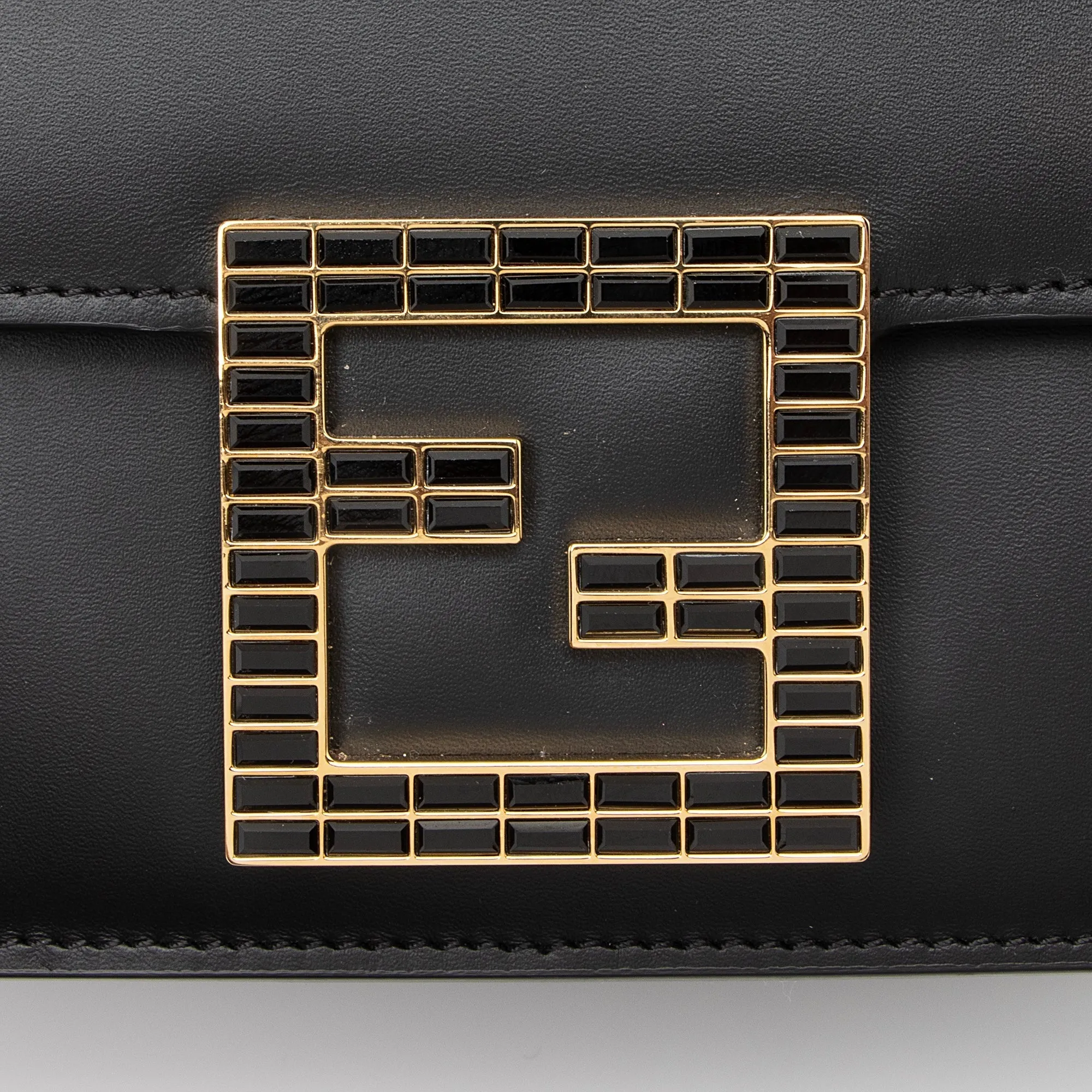 Fendi Calfskin Crystal Fab Small Crossbody Bag (SHF-23094)