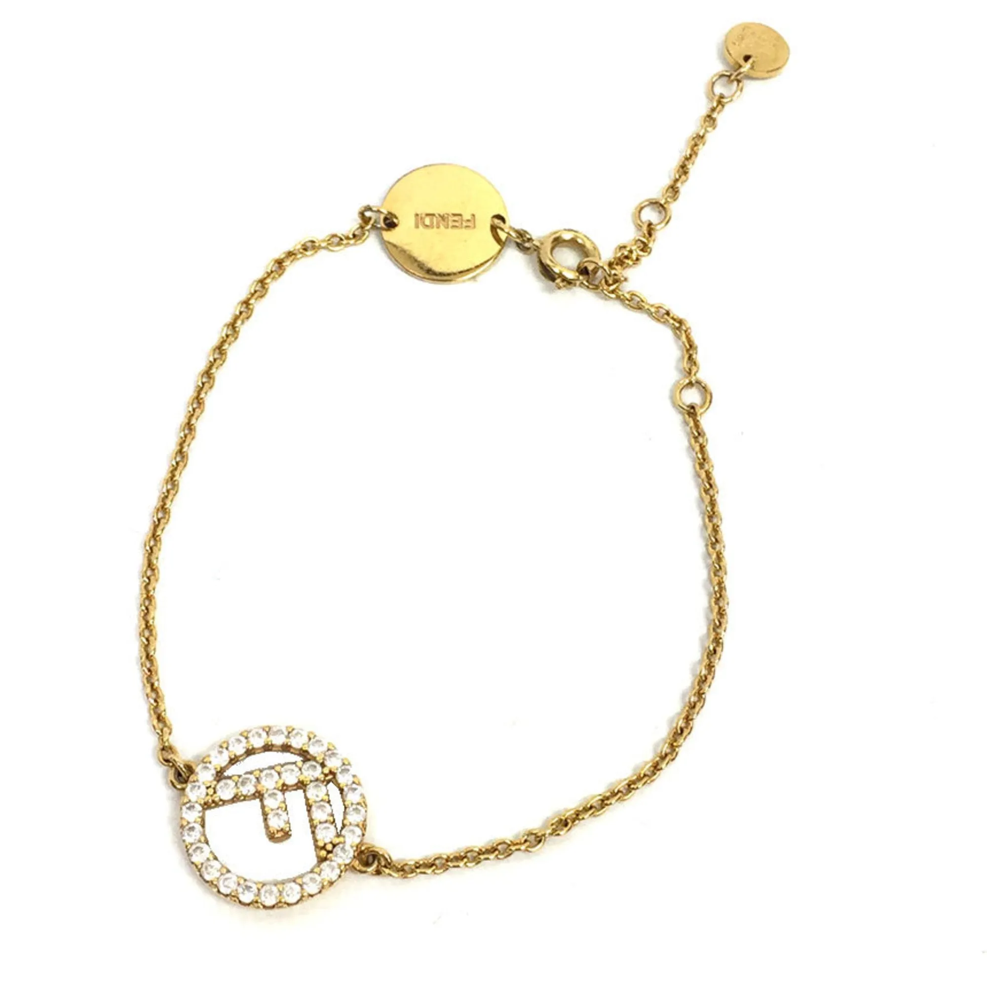 Fendi F is bracelet rhinestone gold color women's