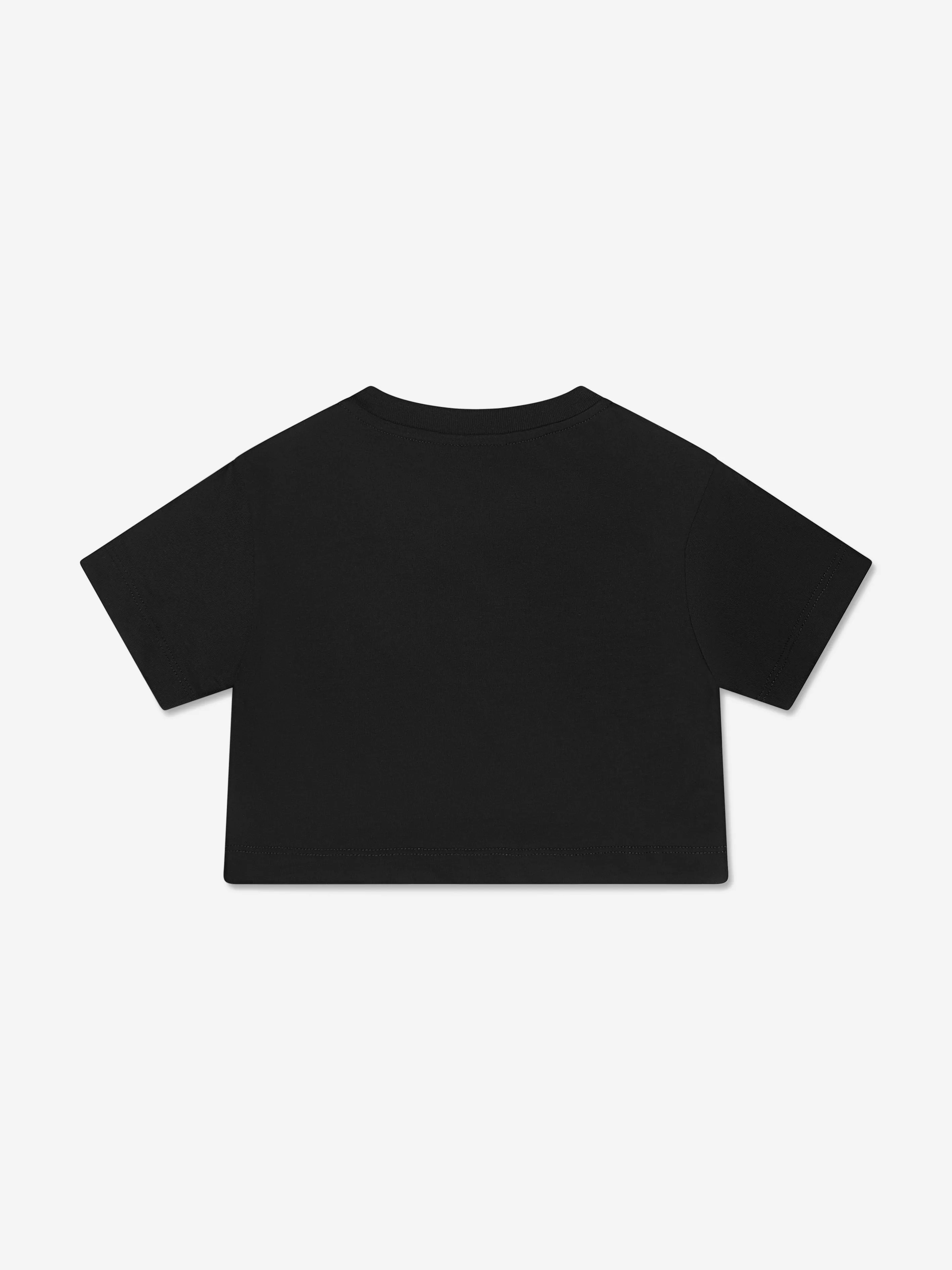 Fendi Girls Cropped Logo T-Shirt in Black