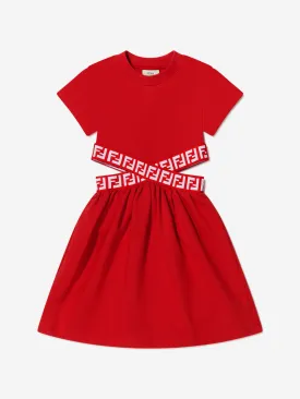 Fendi Girls FF Logo-tape Cut Out Dress