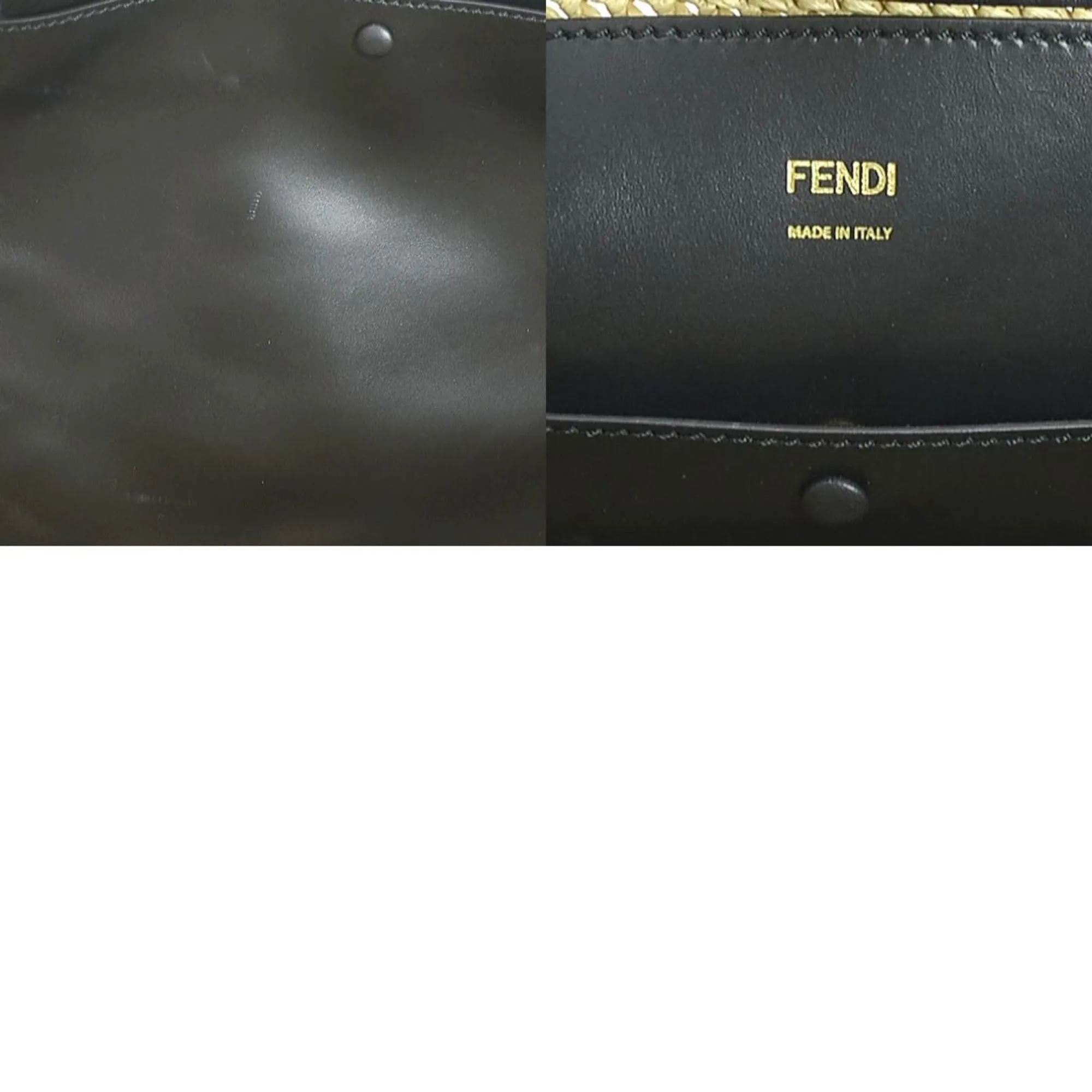 FENDI Handbag Shoulder Bag Peekaboo X Tote Raffia/Leather Beige/Black Gold Ladies