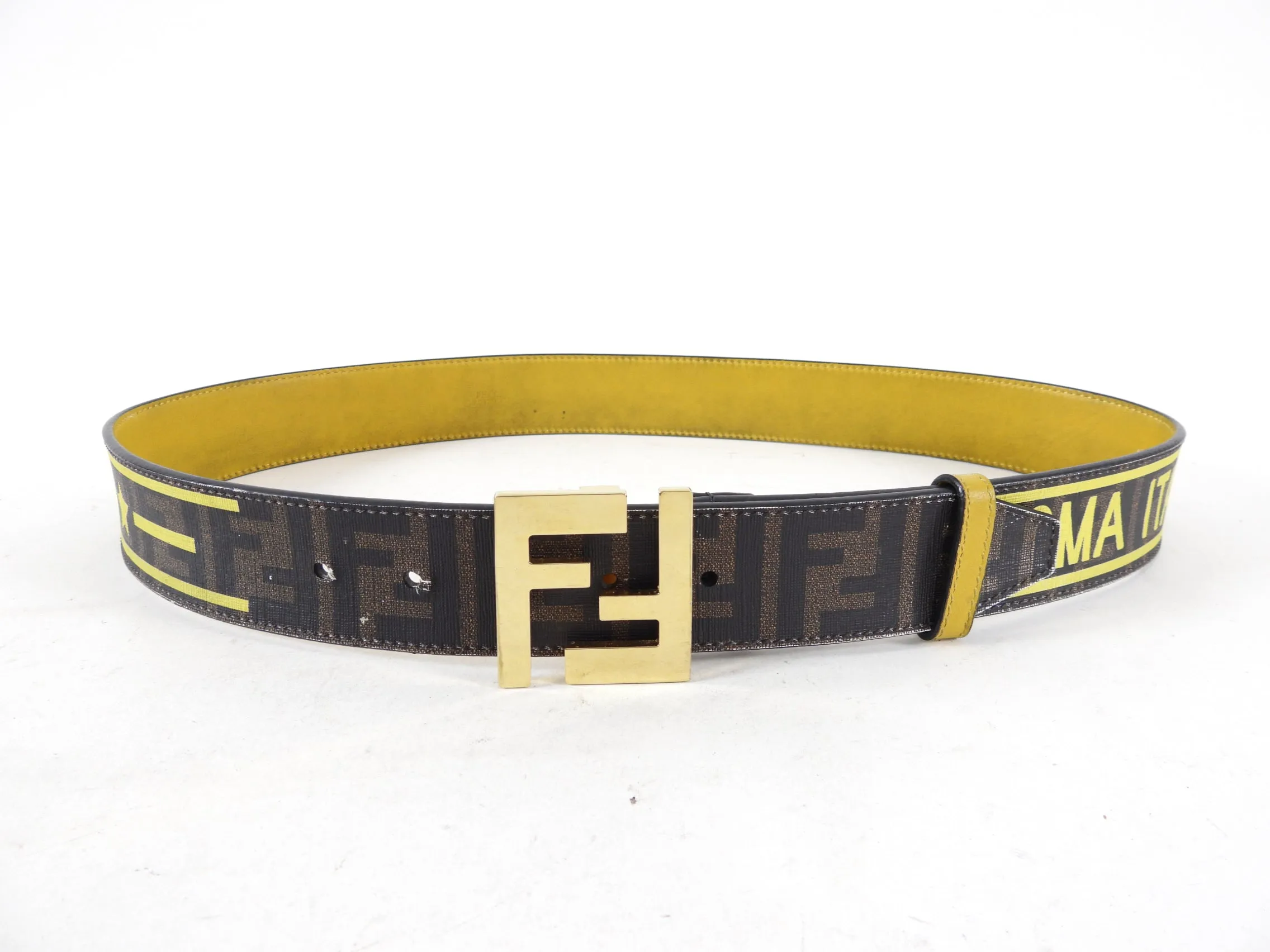 Fendi Monogram Canvas Zucca Logo Belt - 35-39"