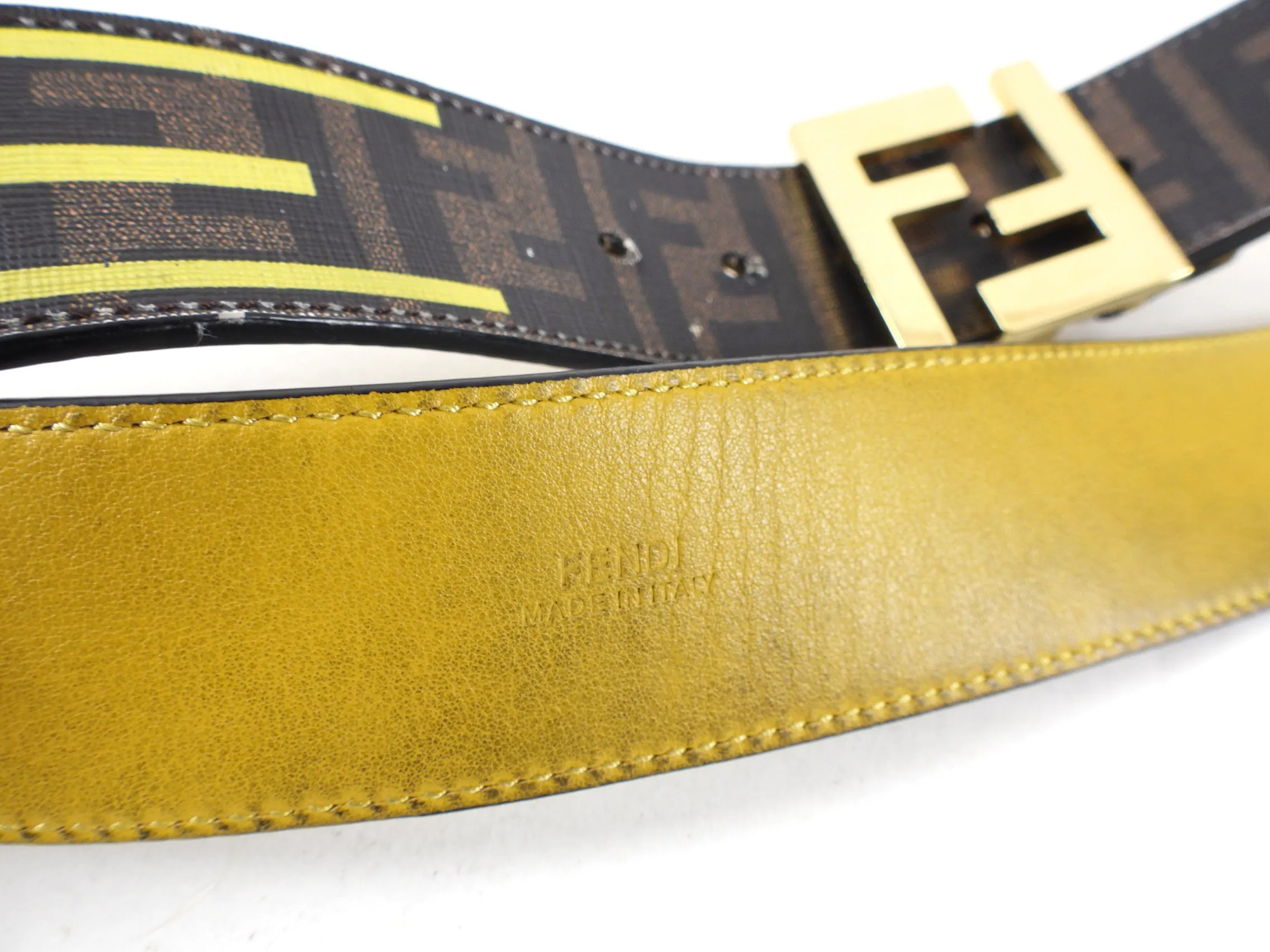 Fendi Monogram Canvas Zucca Logo Belt - 35-39"