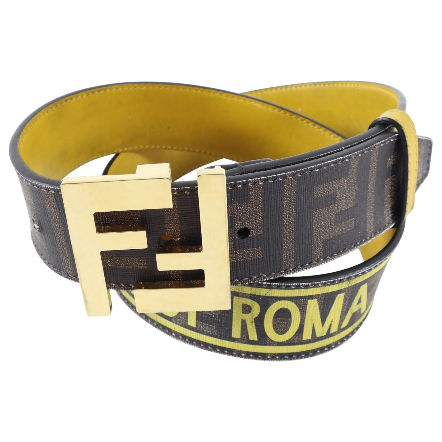 Fendi Monogram Canvas Zucca Logo Belt - 35-39"