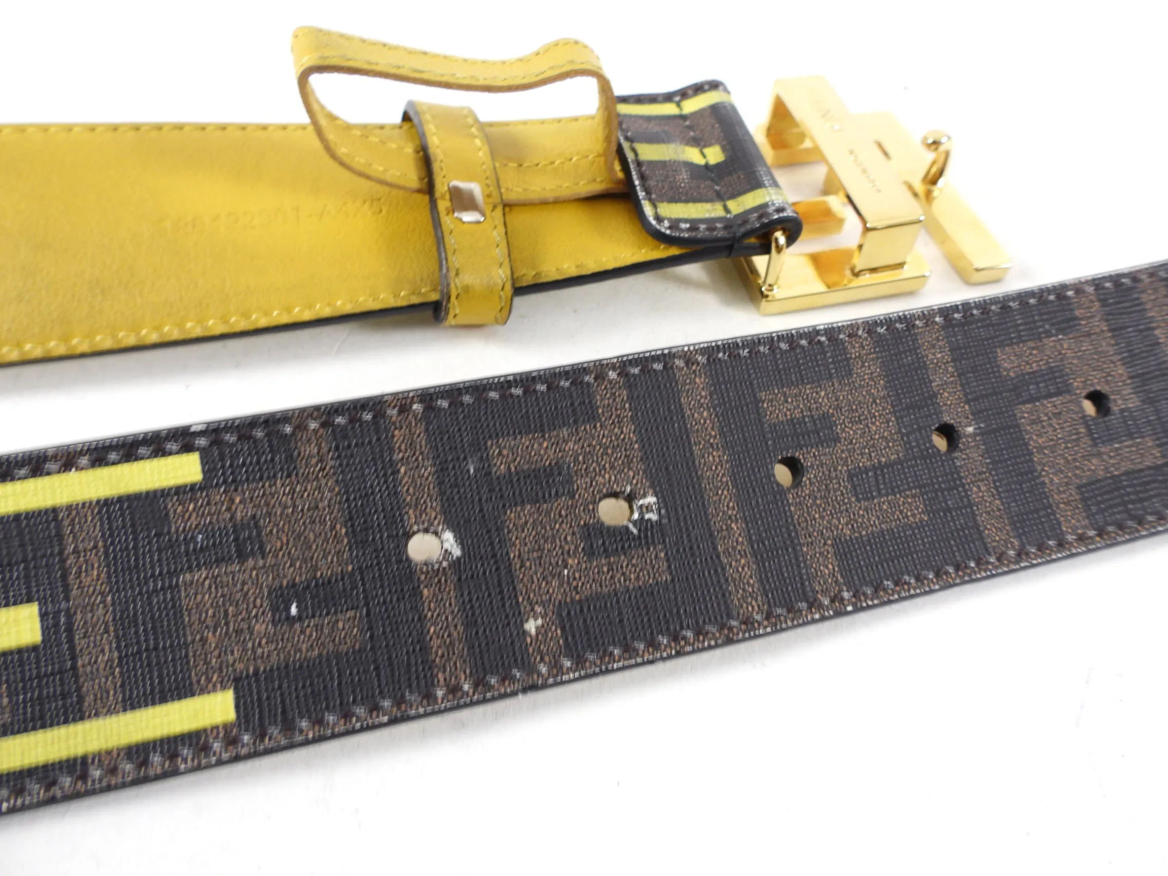 Fendi Monogram Canvas Zucca Logo Belt - 35-39"