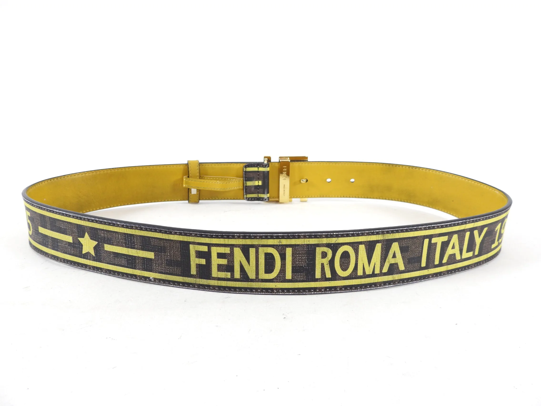 Fendi Monogram Canvas Zucca Logo Belt - 35-39"