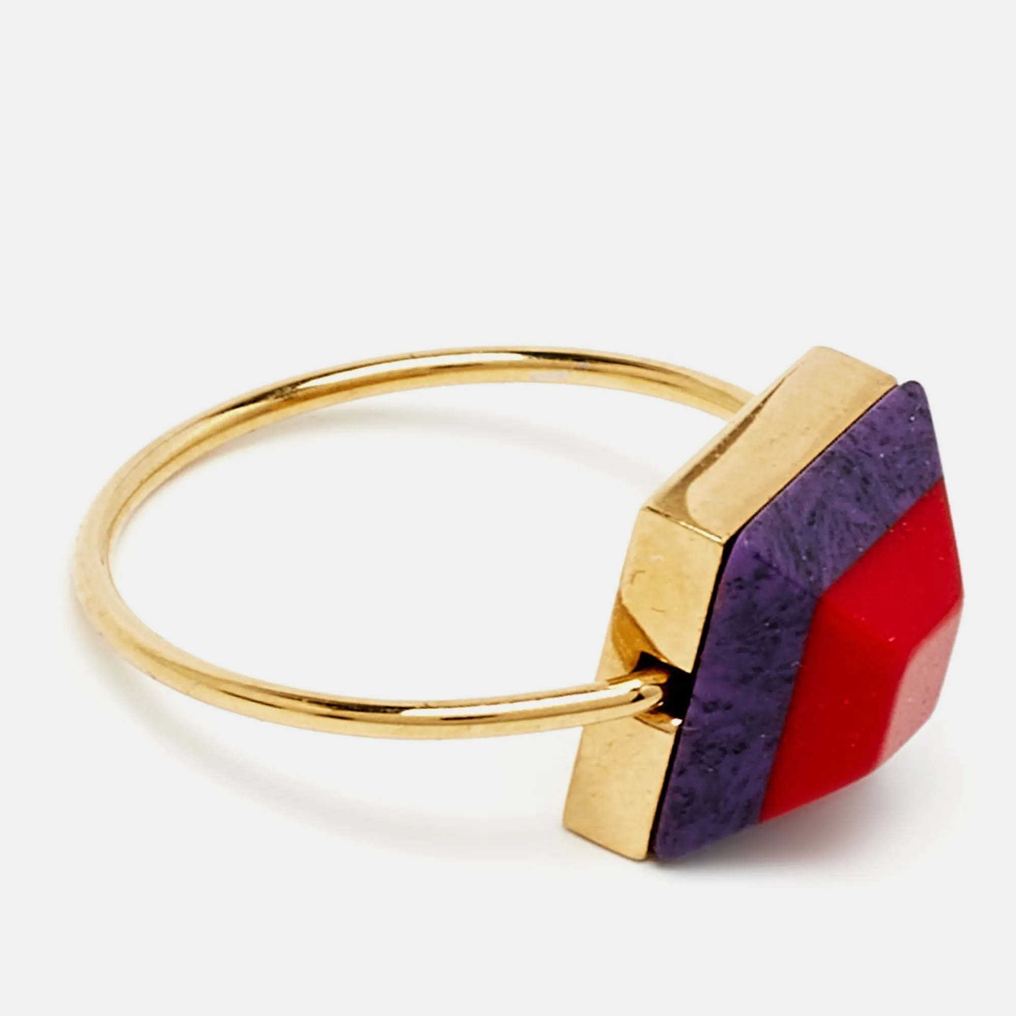 FENDI Resin Gold Tone Ring  Size 52