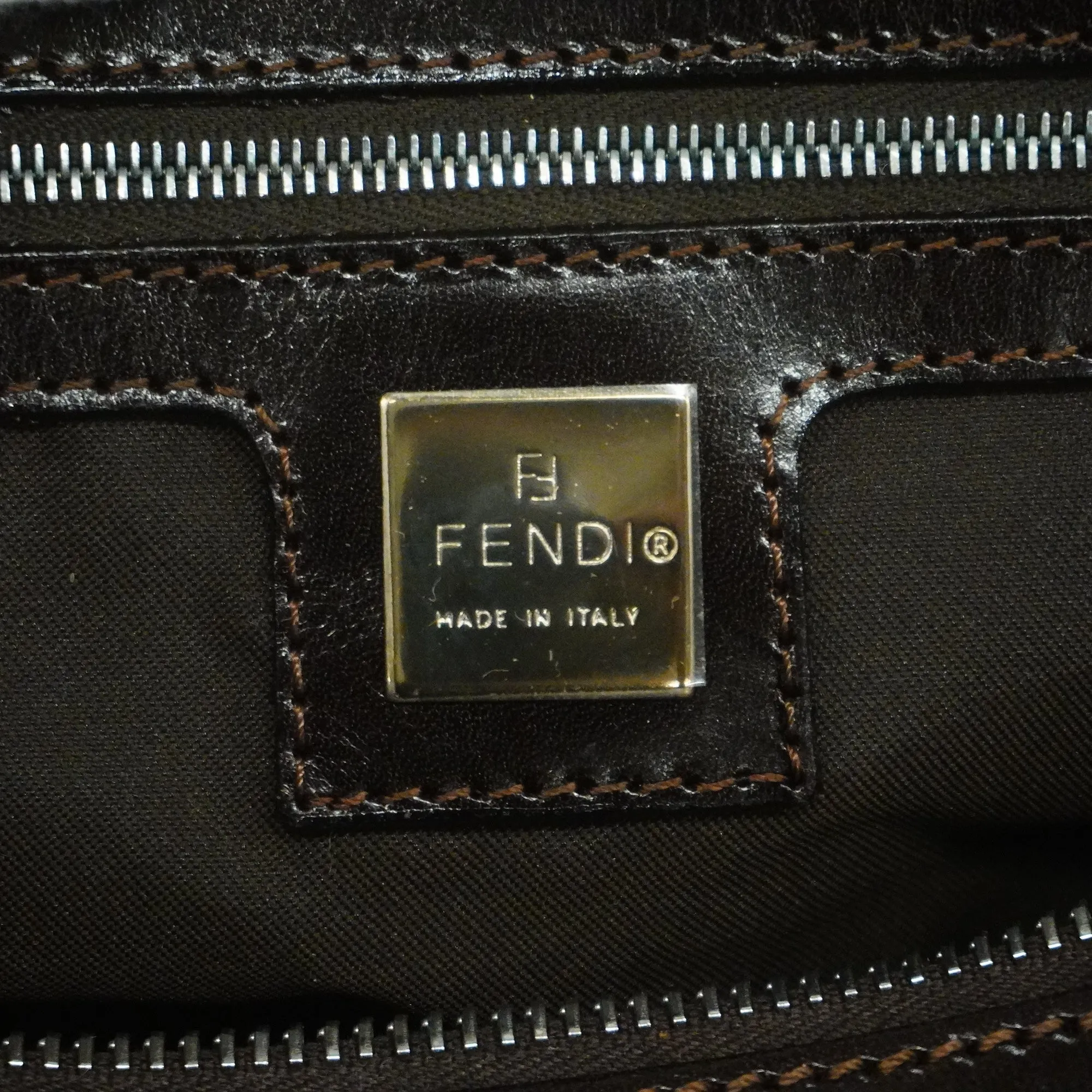 FENDI  Zucca Boston Bag Women's Nylon Canvas Black,Brown