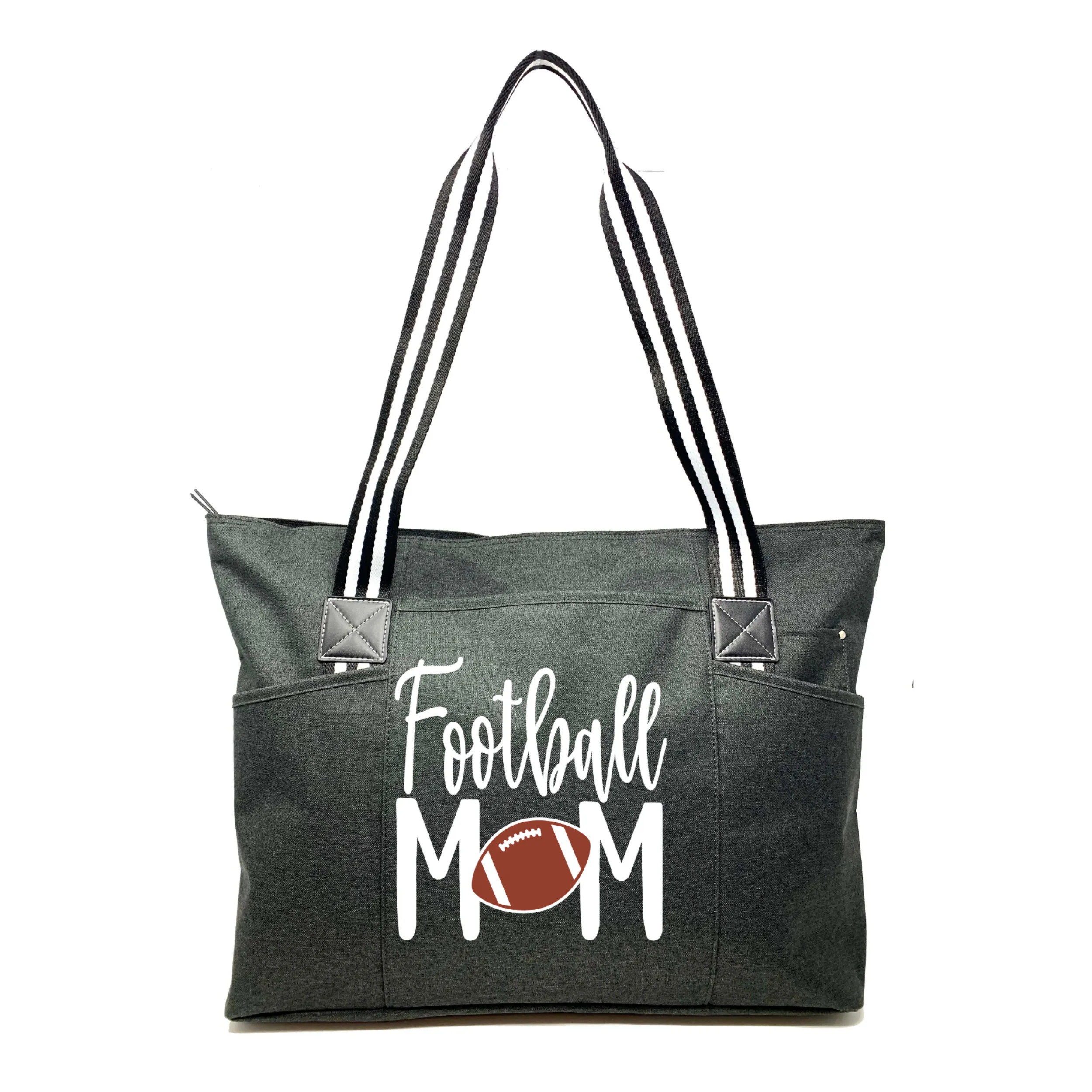 Football Mom Tessa Black Tote Bag for Moms