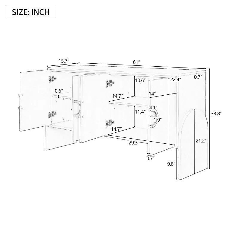 Four-Door Metal Handle Storage Cabinet