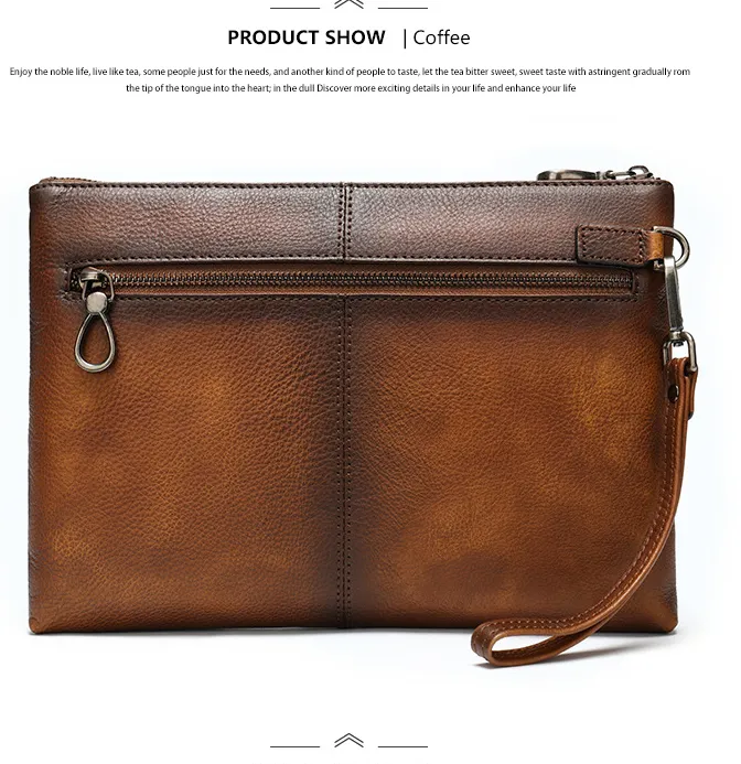 Genuine Leather Men's Handbag Clutch Bag Briefcase Bag, Envelope Bag, Leather Business Briefcase, Personalized for Gift/ 8169