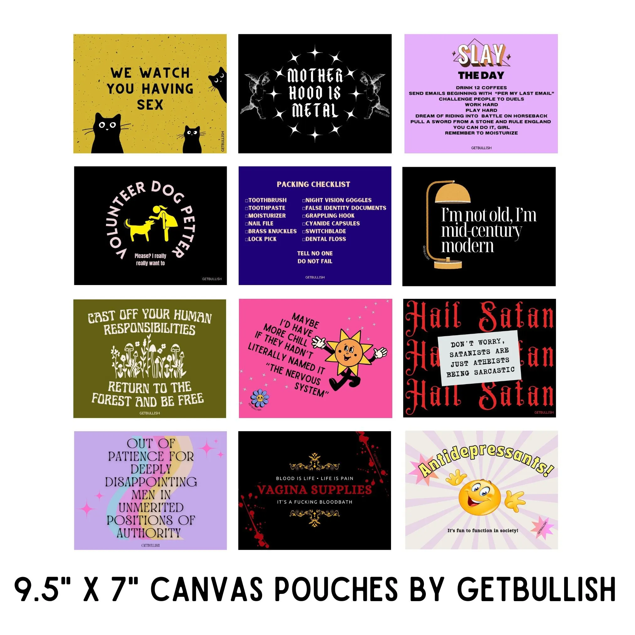 GetBullish I'm Not Old, I'm Mid-Century Modern Canvas Zipper Pouch 9.5" x 7" | Cosmetics Bag or Pencil Case