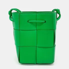 Green Leather Cassette Bucket Bag