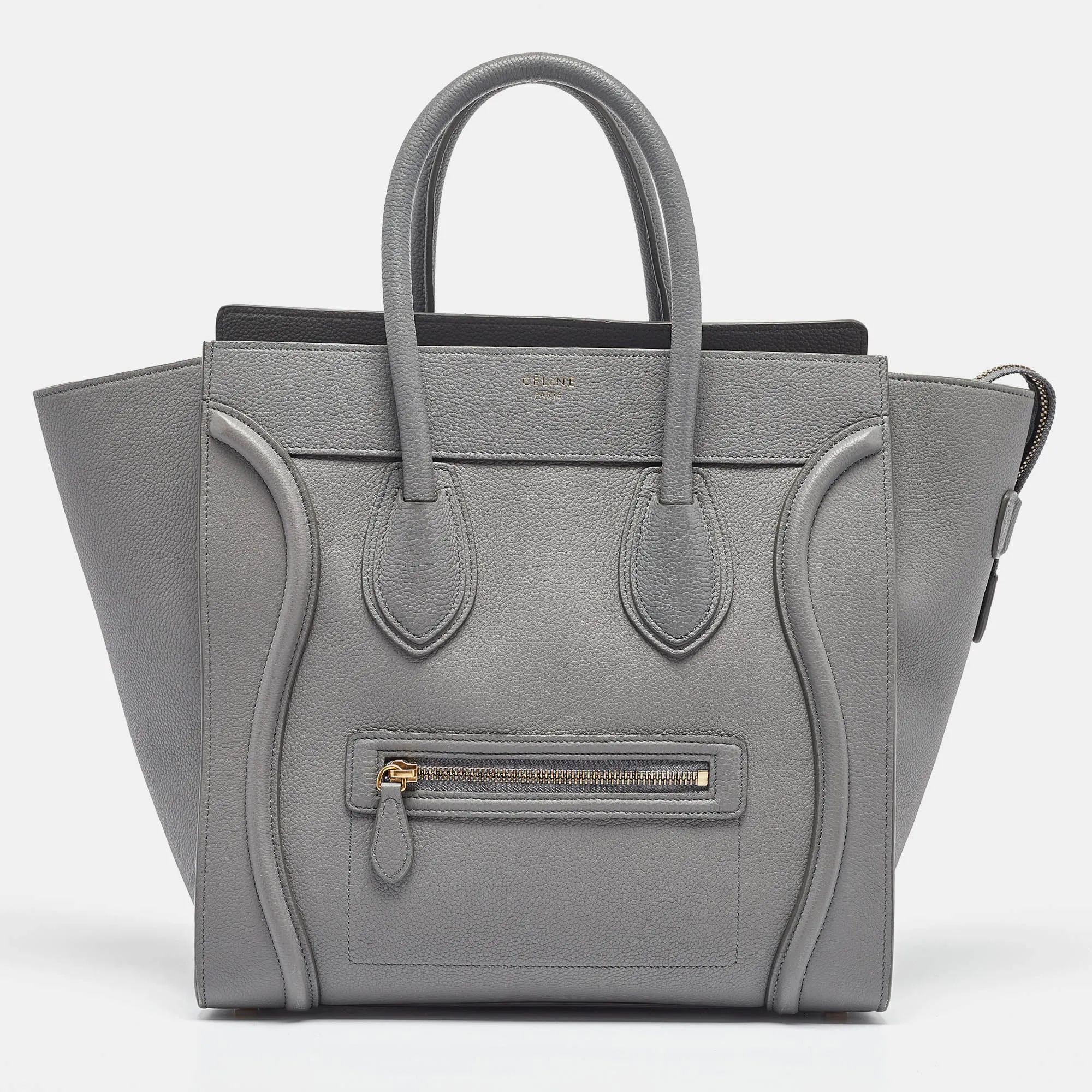 Grey Leather Mini Luggage Tote