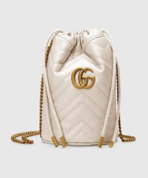 Gucci GG Marmont Mini Bucket Bag White