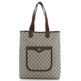 GUCCI Ophidia Front Pocket Shopper Tote GG Coated Canvas Vertical