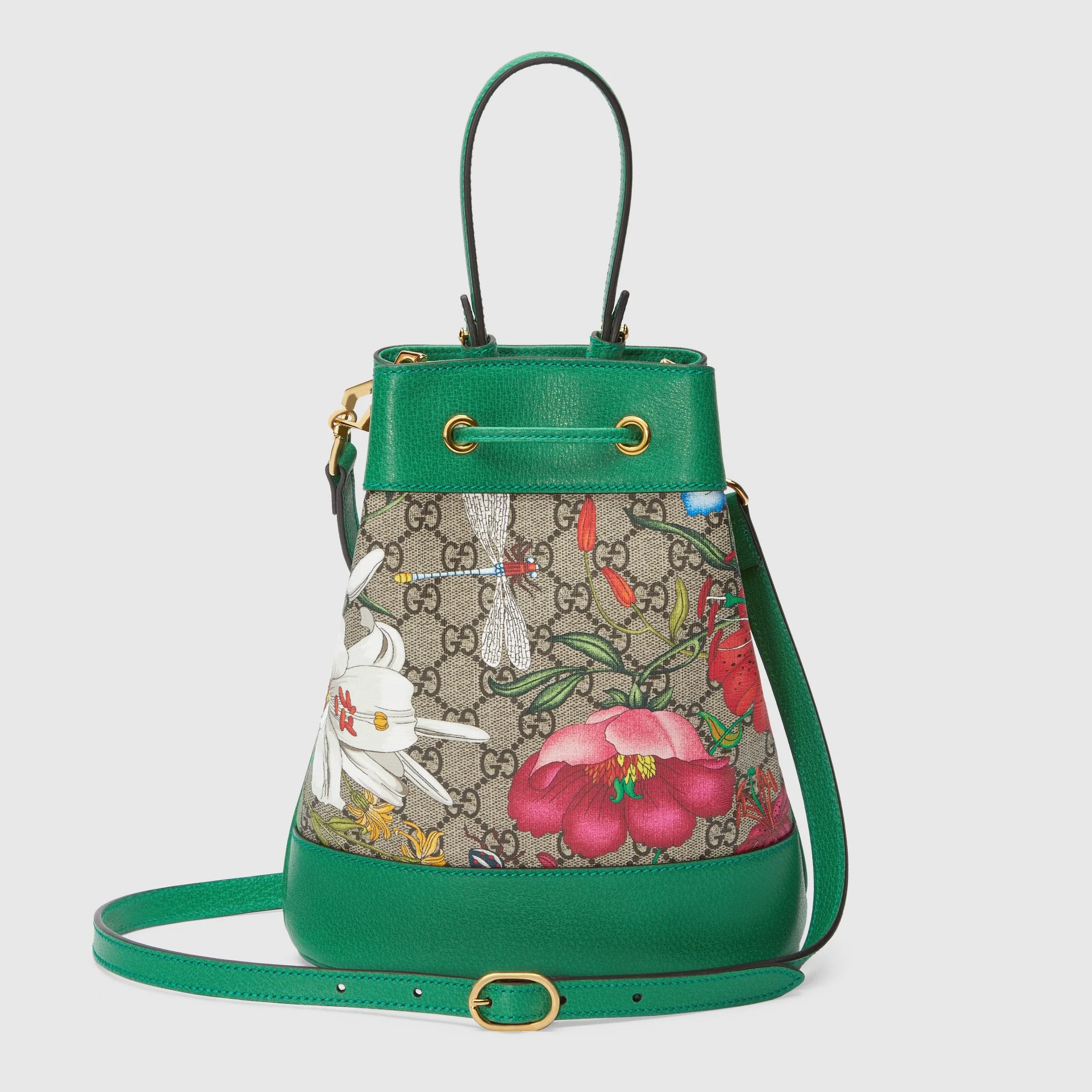 Gucci Ophidia GG Flora Small Bucket Bag Green