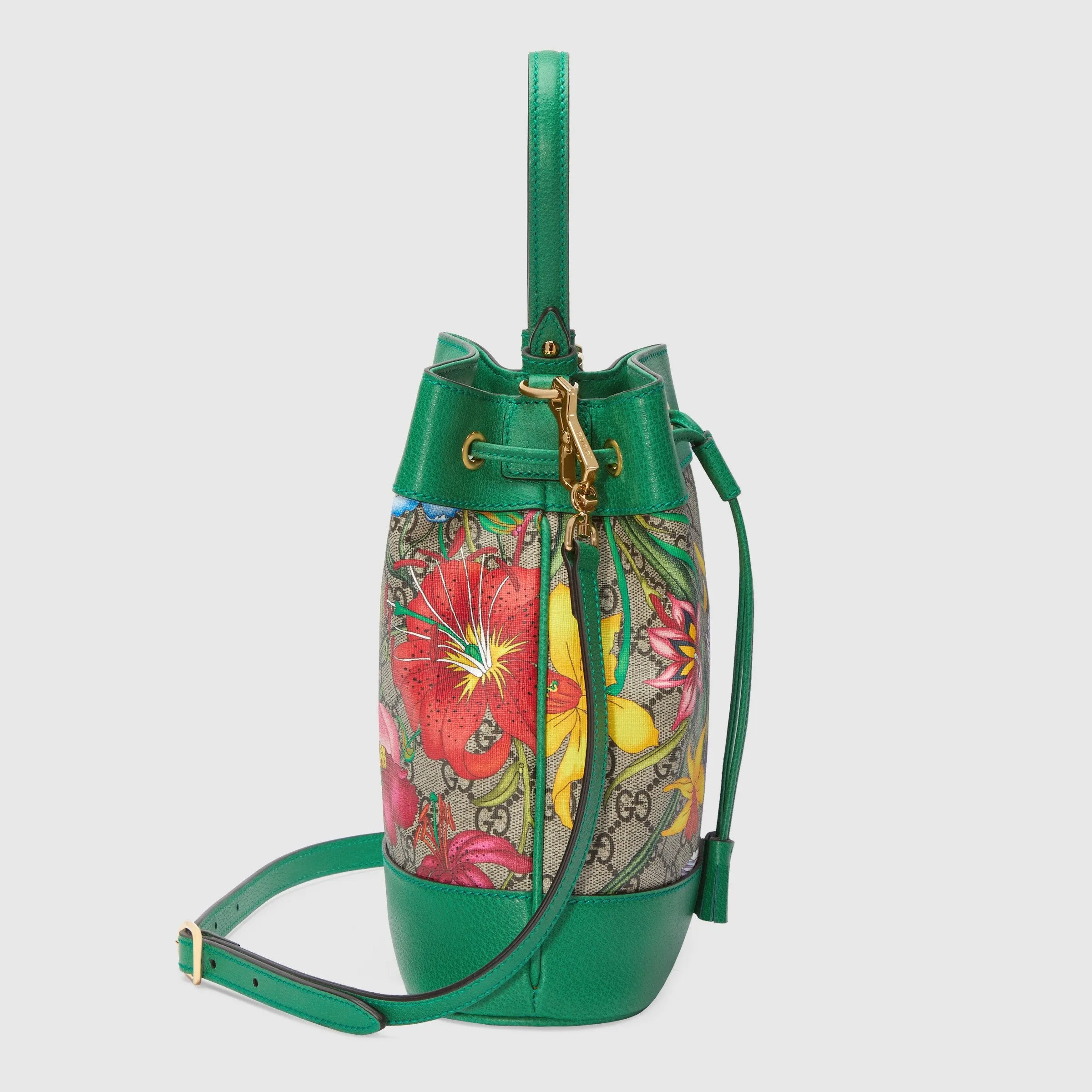 Gucci Ophidia GG Flora Small Bucket Bag Green