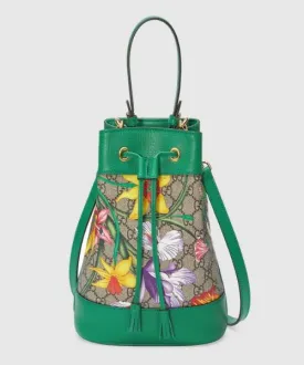 Gucci Ophidia GG Flora Small Bucket Bag Green