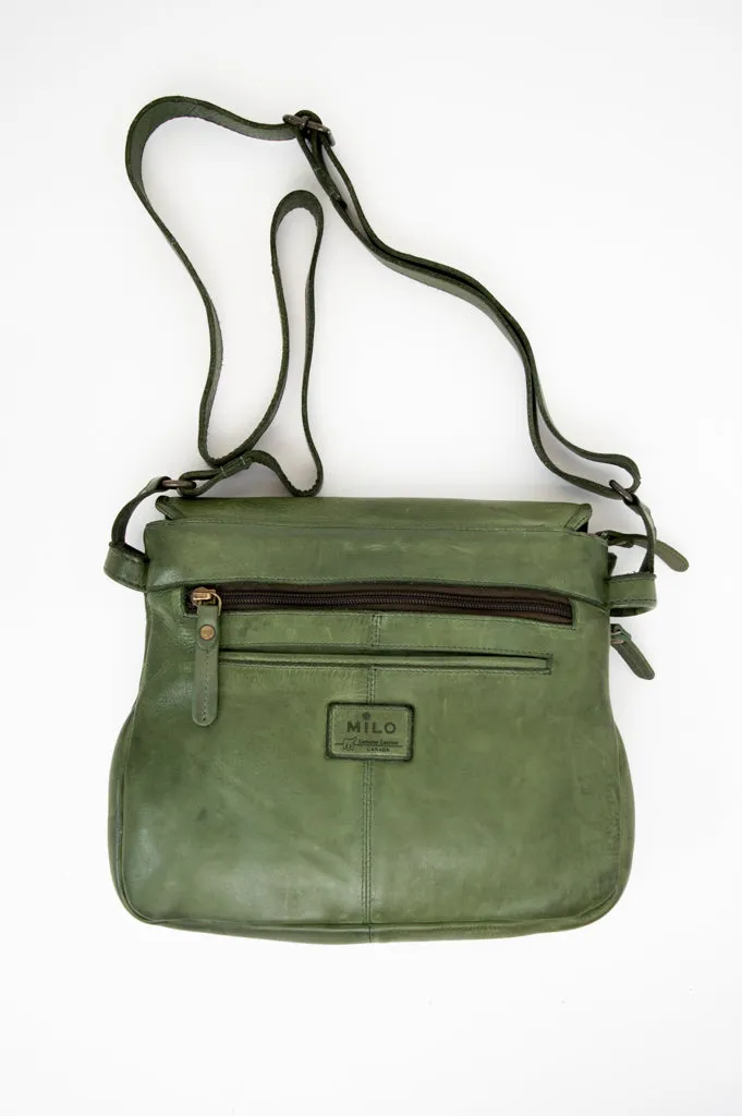 Handbag 098, Olive, Leather