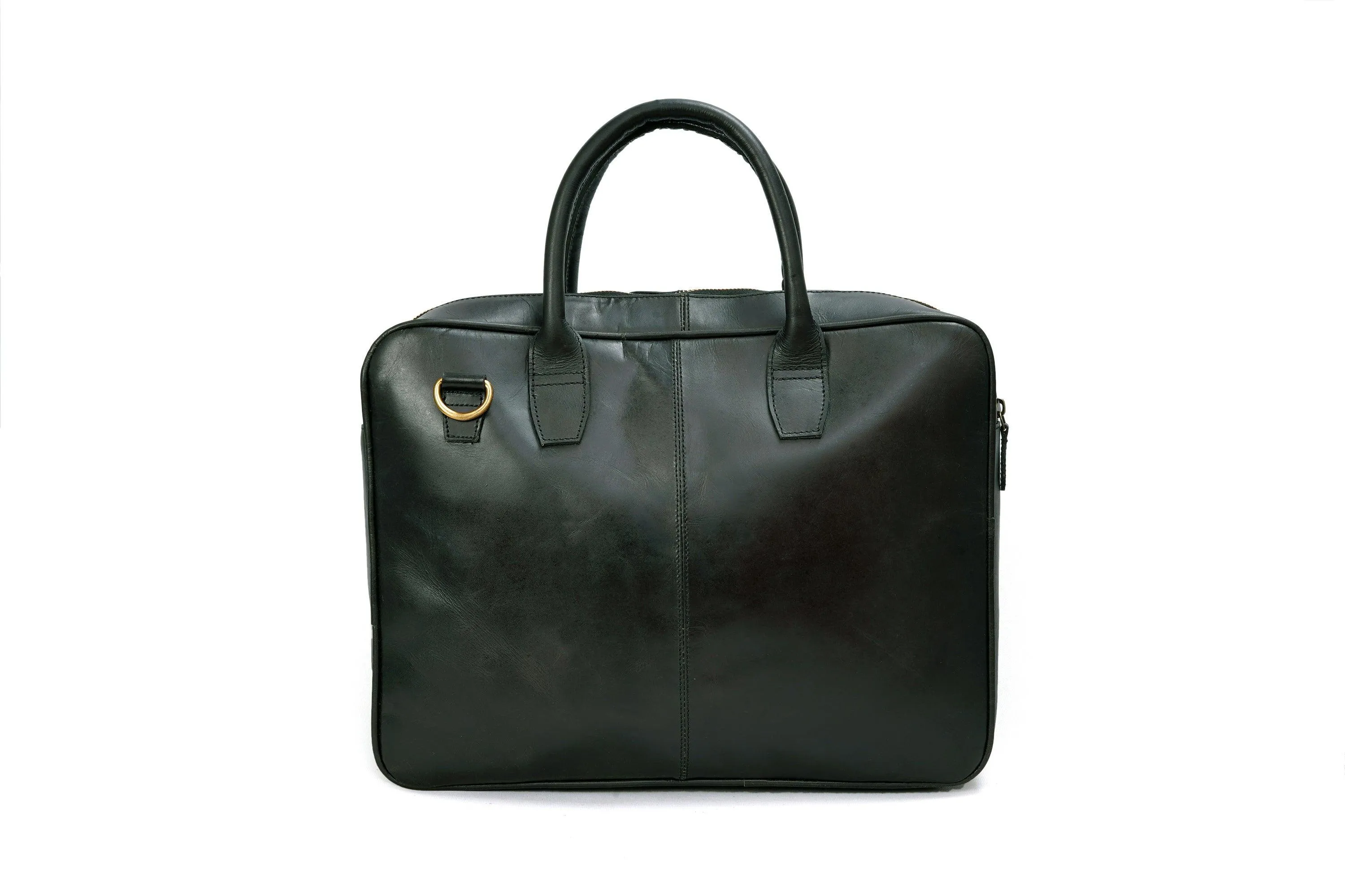 Handmade Black Leather Laptop Bag  For Unisex.