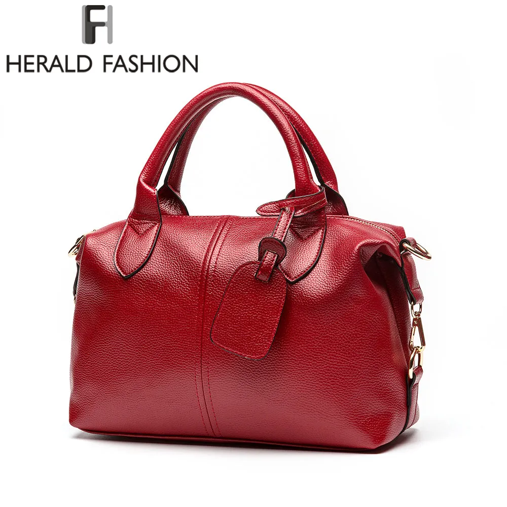 Herald Fashion Solid Women Pillow Handbag Soft PU Leather Women Top-Handle Bag Tote Shoulder Bag Large Capacity