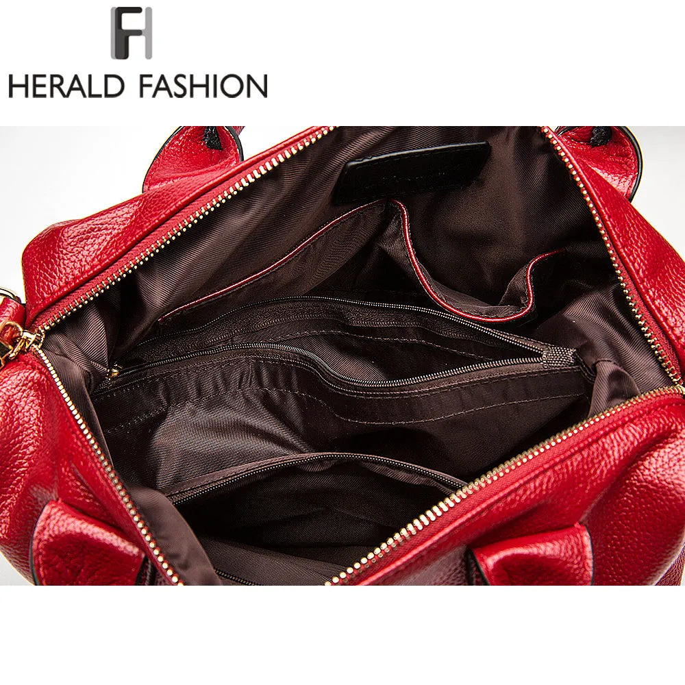 Herald Fashion Solid Women Pillow Handbag Soft PU Leather Women Top-Handle Bag Tote Shoulder Bag Large Capacity