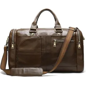 High Quality Soft Leather Travel Duffel Bag Weekender