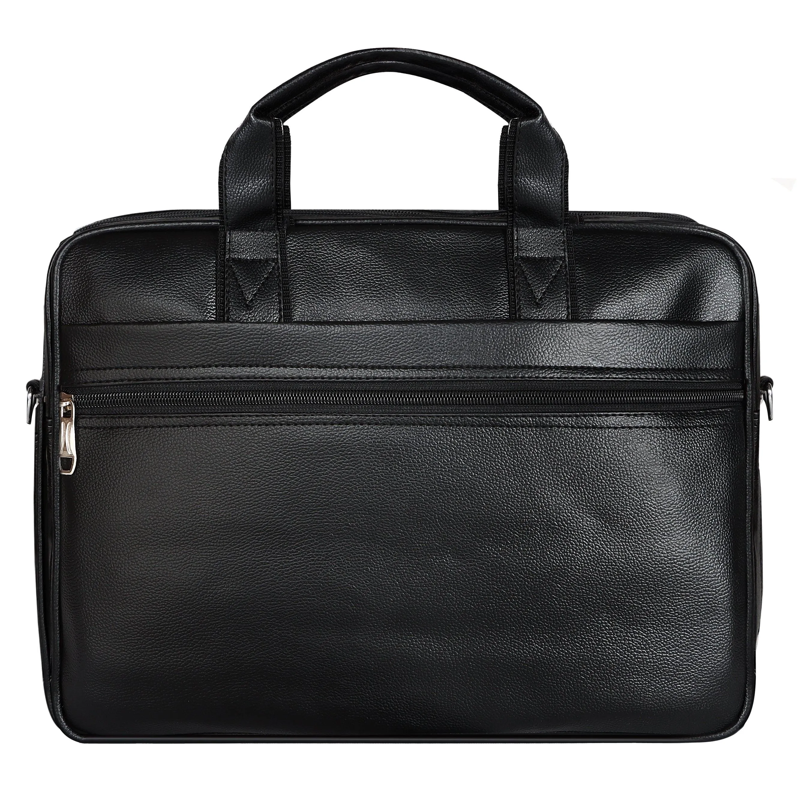 Jaxer Black Leather Laptop Messenger Bag for Men - JXRMB003