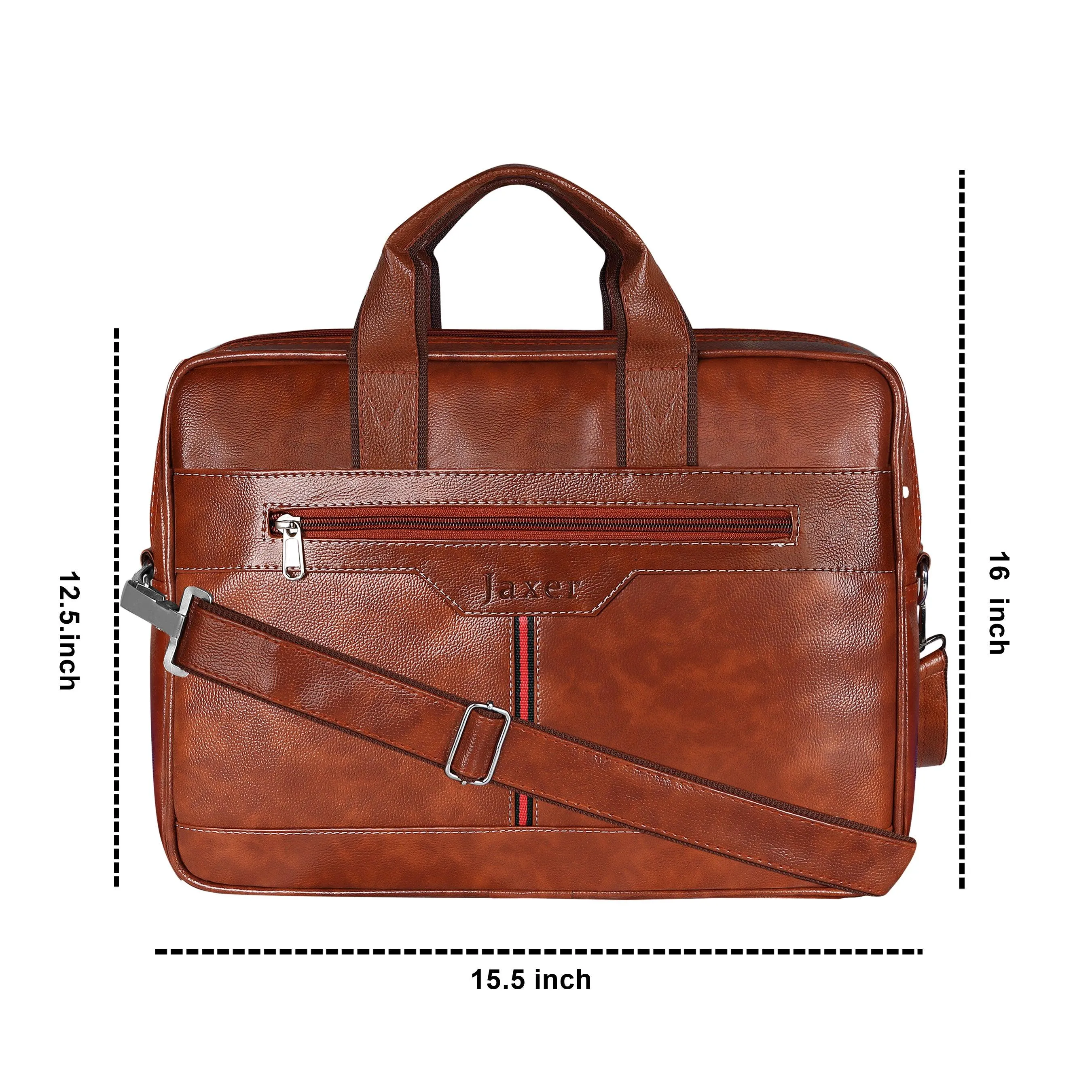 Jaxer Tan Leather Laptop Messenger Bag for Men - JXRMB010