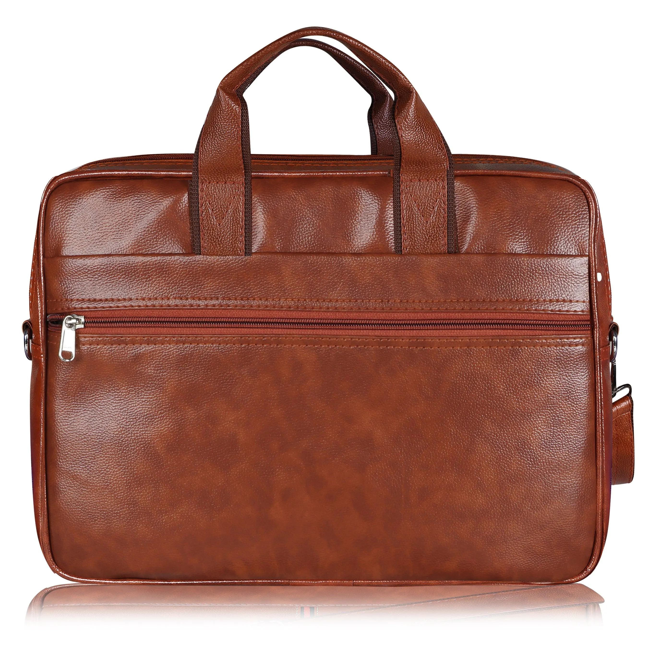 Jaxer Tan Leather Laptop Messenger Bag for Men - JXRMB010