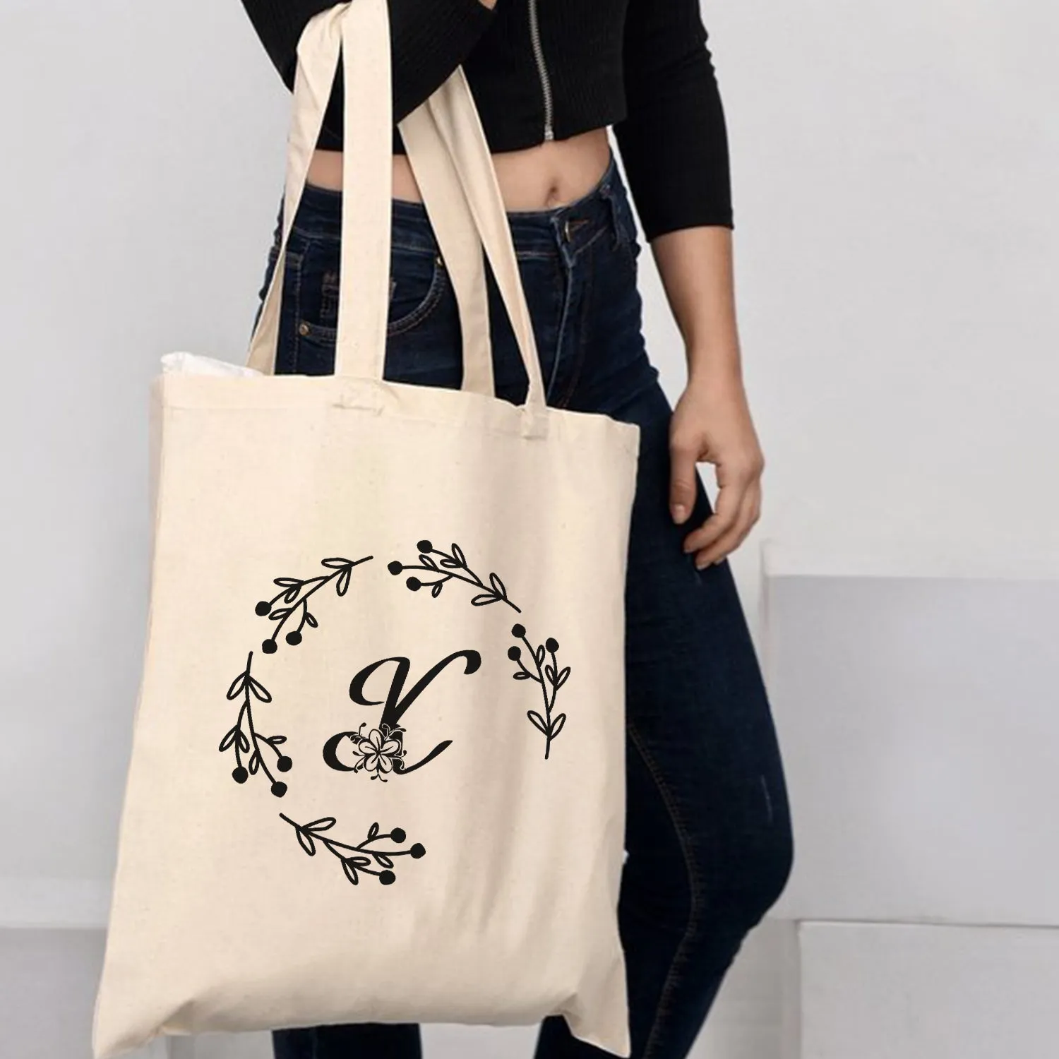 ''K'' Letter Initial Canvas Tote Bag - Initials Bags