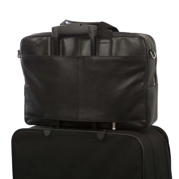 Knomo Amesbury Black Leather Luxury Laptop Bag