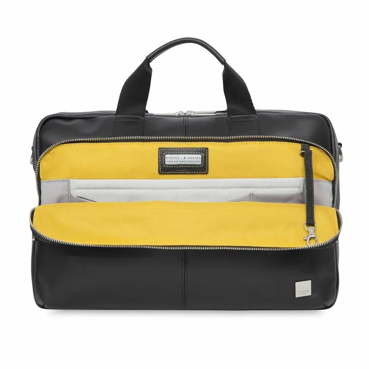 Knomo Amesbury Black Leather Luxury Laptop Bag