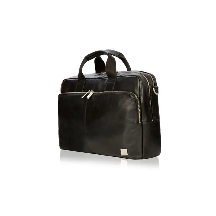 Knomo Amesbury Black Leather Luxury Laptop Bag