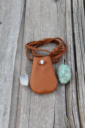 leather medicine pouch, necklace bag