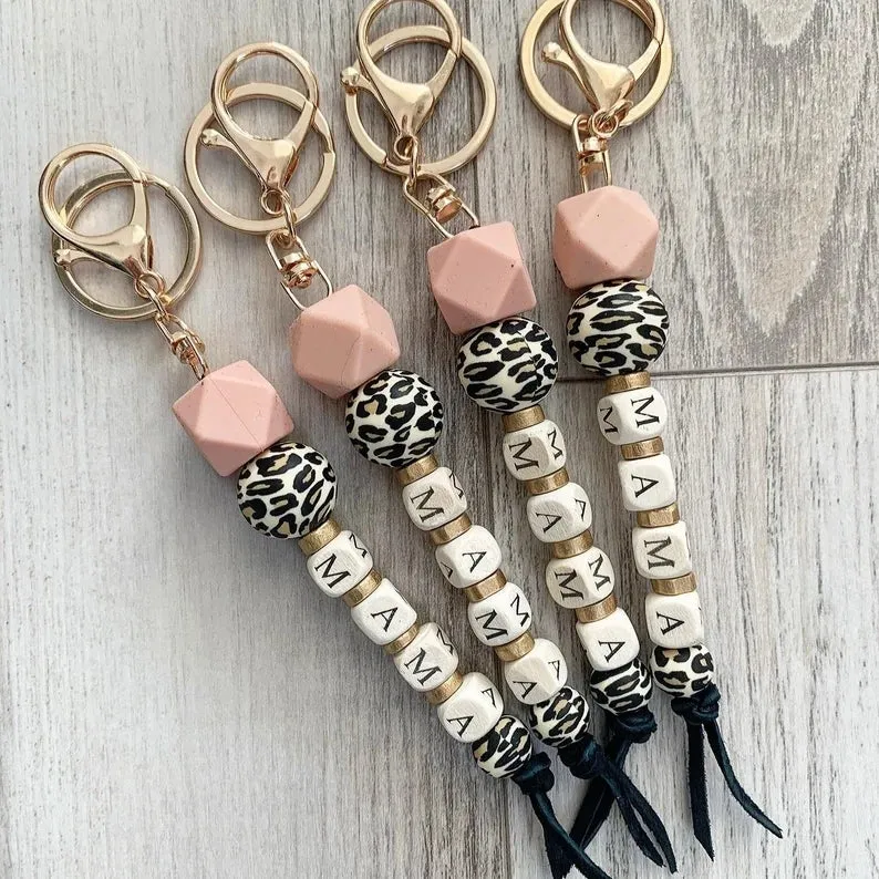 Leopard Beaded "MaMa" Keychain (Custom Variants)