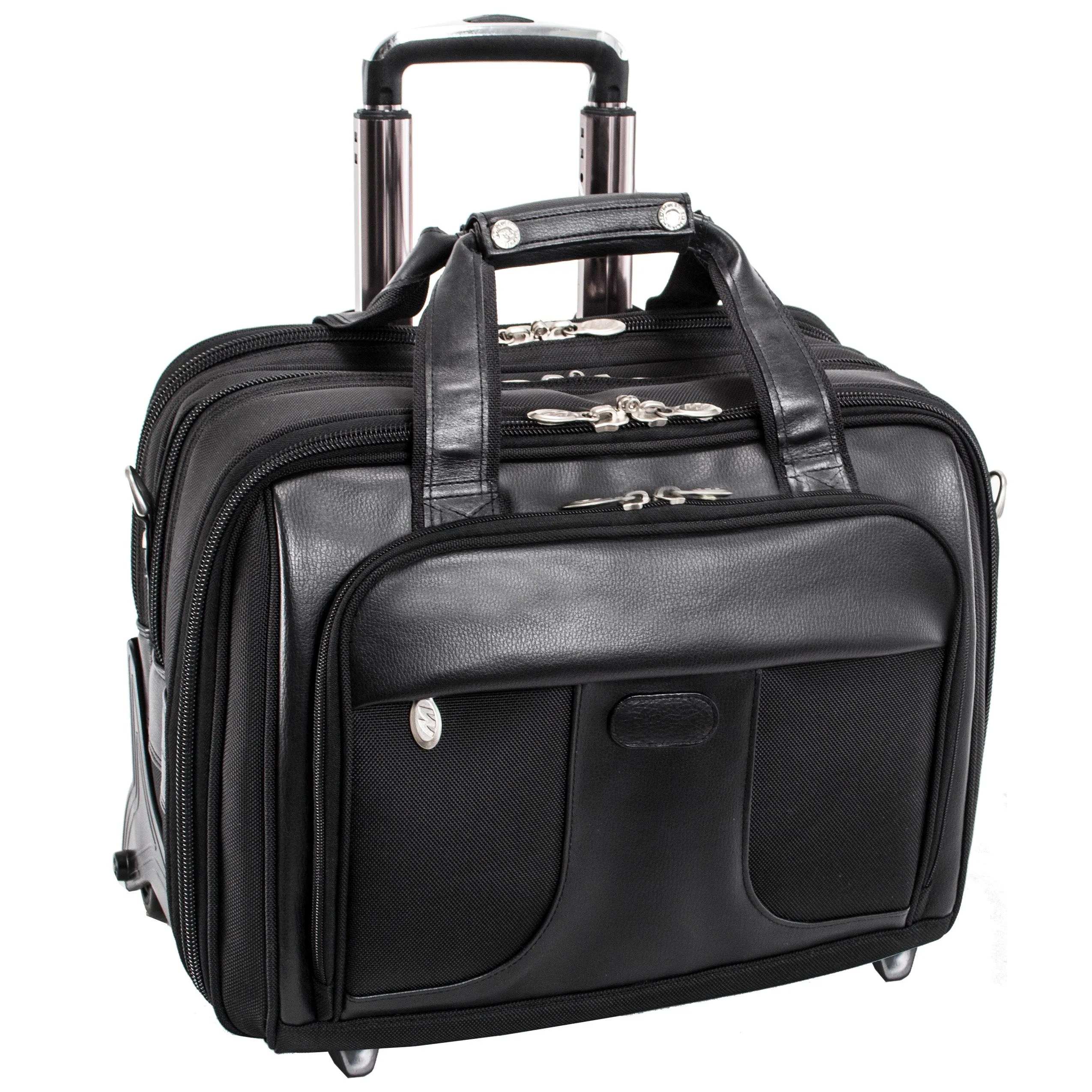 McKlein CHICAGO 17" Nylon Patented Detachable -Wheeled Laptop Overnight with Removable Briefcase