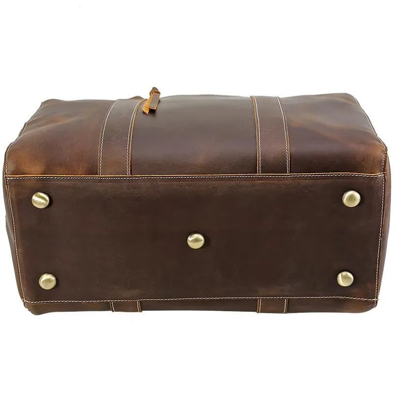 Men's Overnight Weekender Travel Leather Duffel Bag