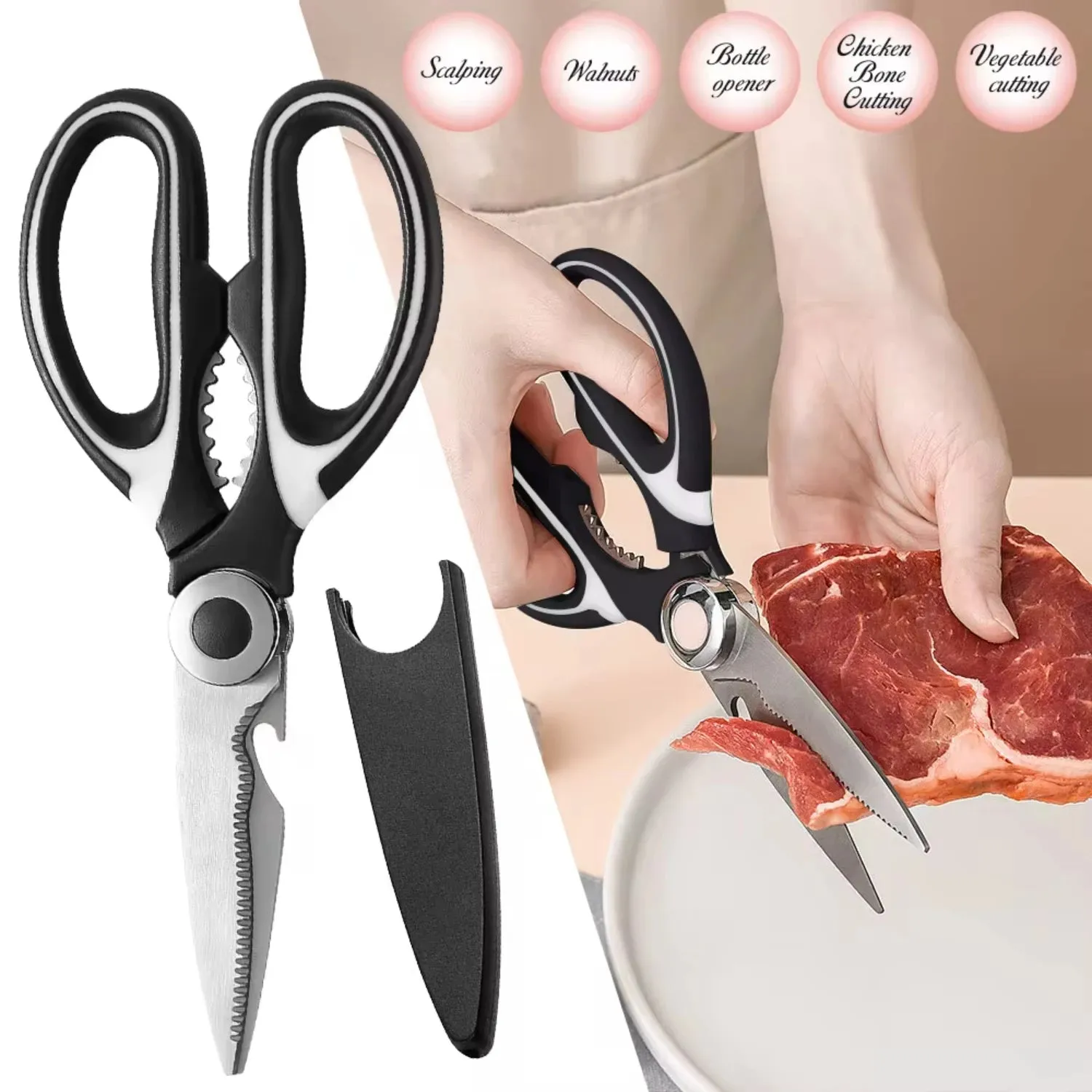 Multifunctional Stainless Steel Kitchen Scissors