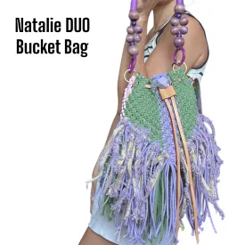 Natalie - Lilac, & Fern & Baby Pink Macrame Bucket Bag