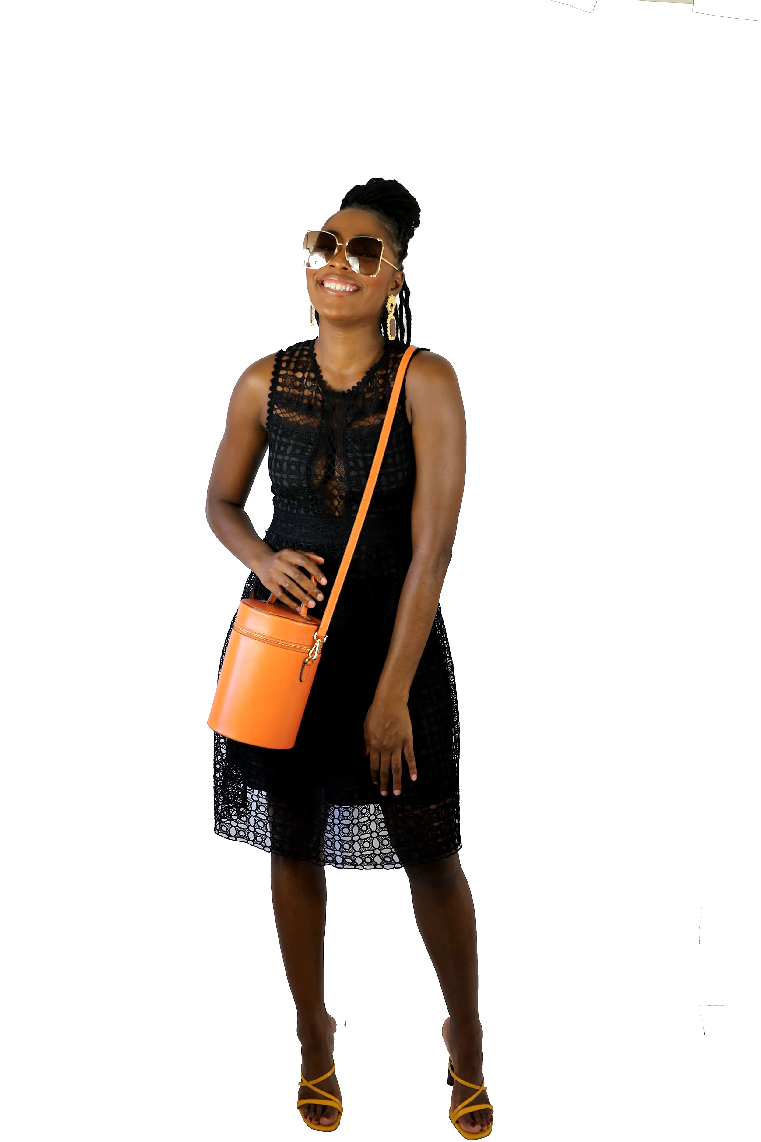 NOLA Bucket Leather Bag in Mandarin Orange