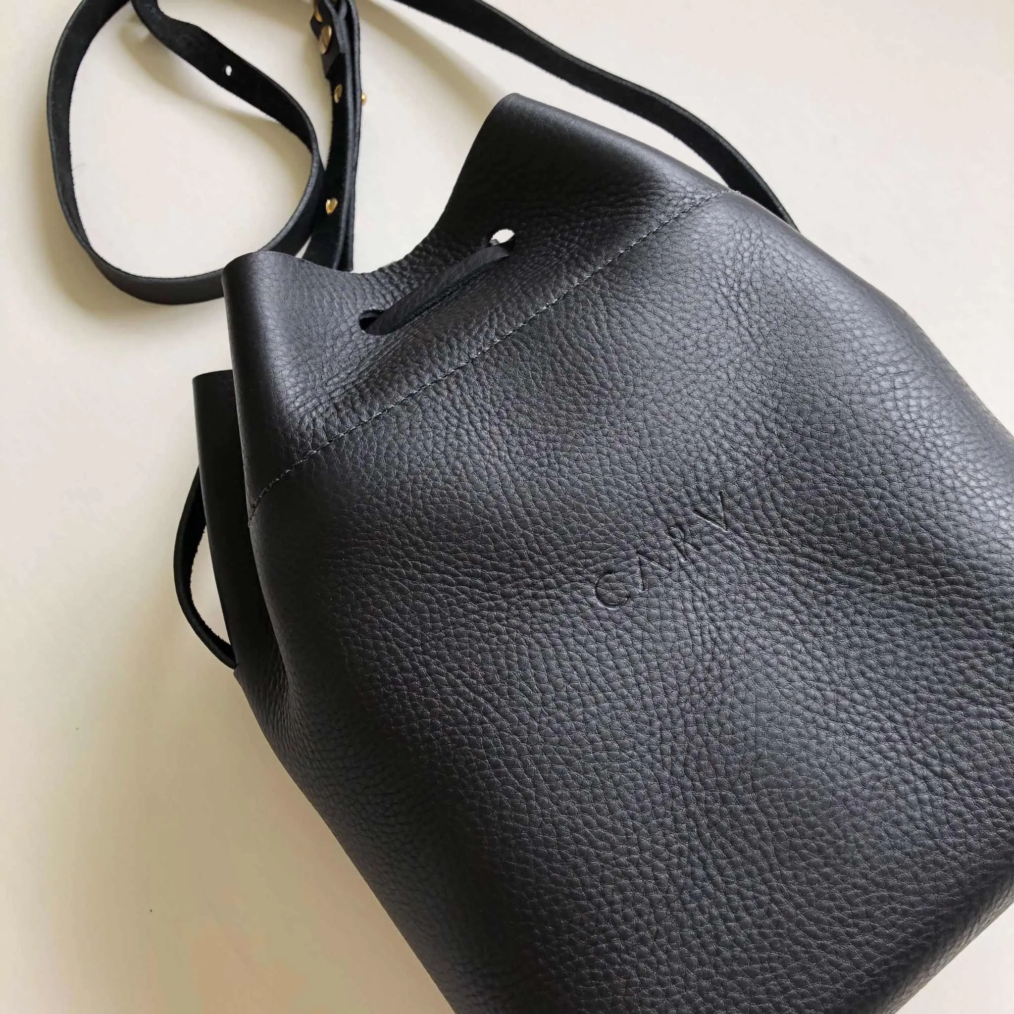 Nomad Midi Black Leather Bucket Bag