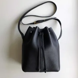 Nomad Midi Black Leather Bucket Bag