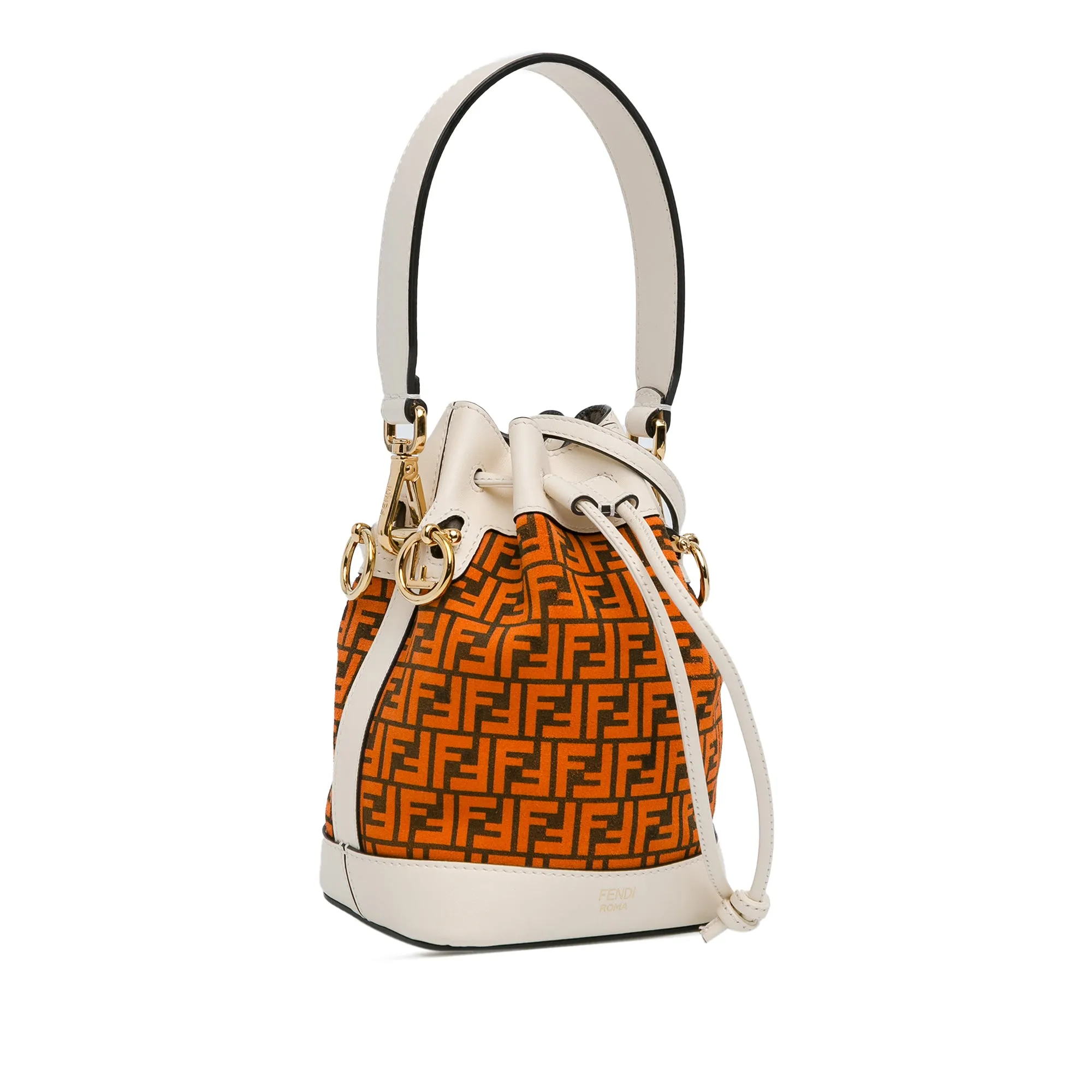 Orange Fendi Mini Zucca Suede F is Fendi Mon Tresor Bucket