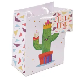 Pack of 6 - Fun Cactus Party Gift Bags 14 x 6 x 11cm (Pk6) - Fiesta Time!