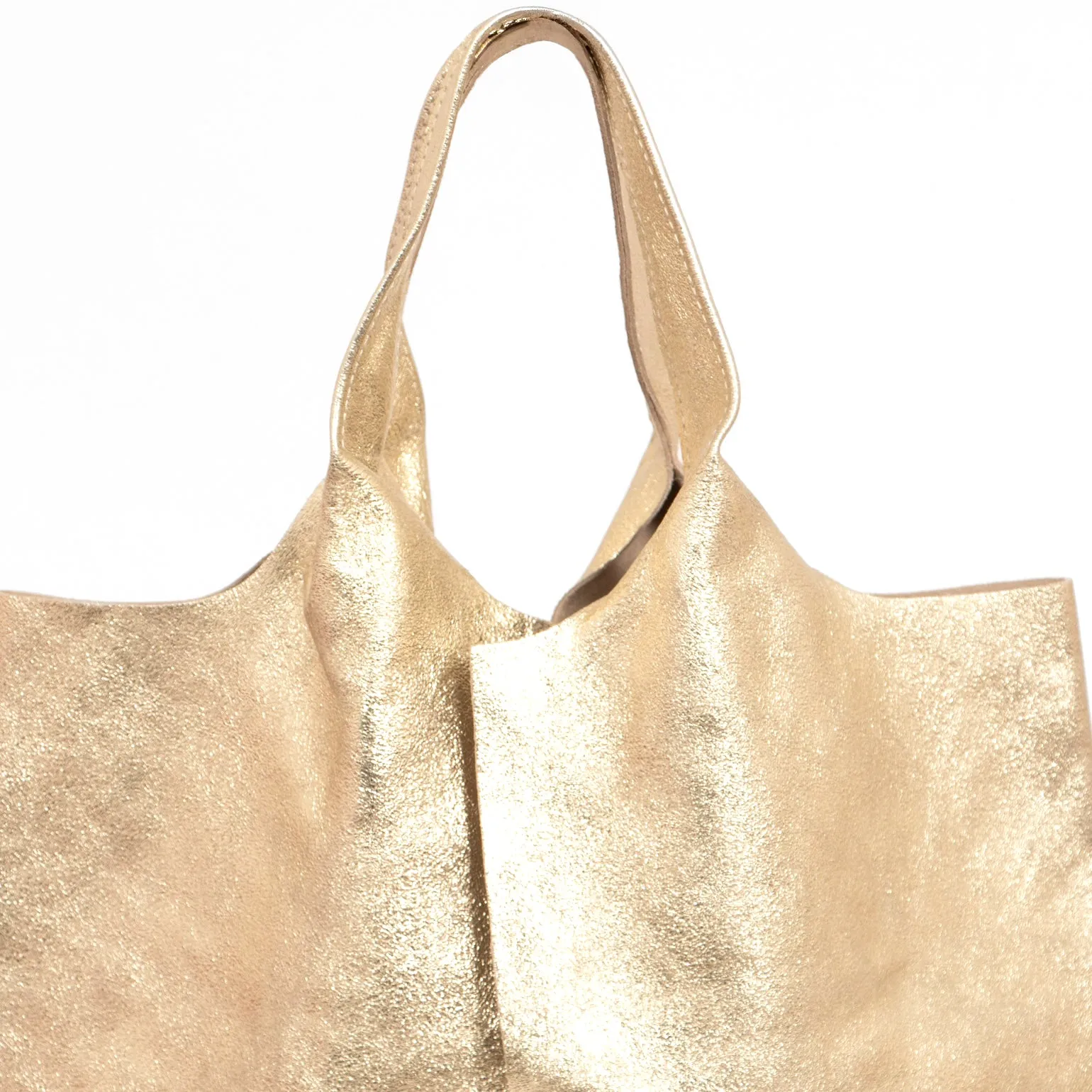 Paloma Italian Leather Shoulder Bag - Gold, Metallic