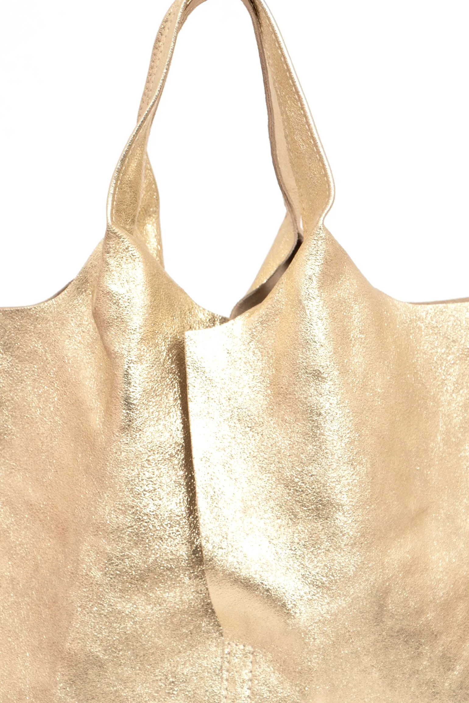 Paloma Italian Leather Shoulder Bag - Gold, Metallic