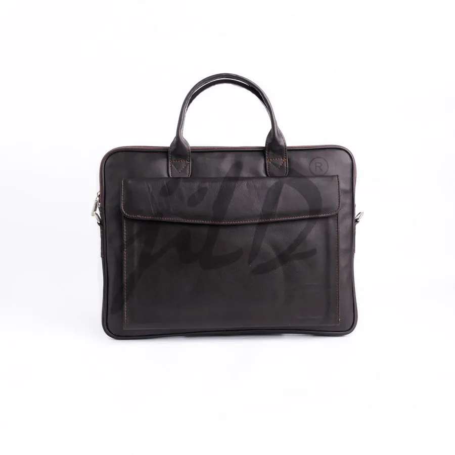 Parker Slim Leather Laptop Bag-Dark Brown