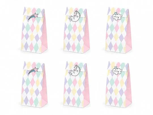 Pastel Unicorn Party Treat Bags- 6pk S2194